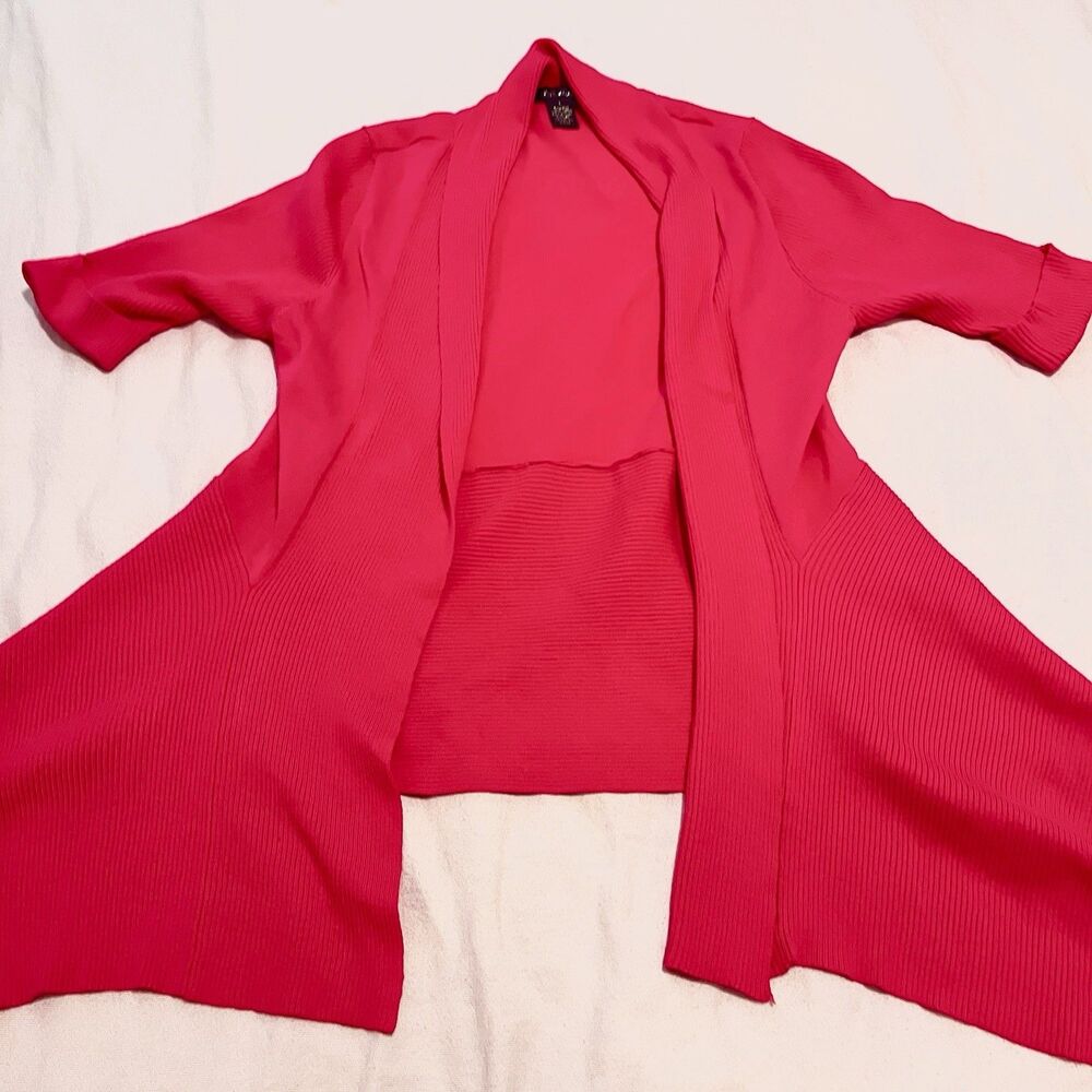 89th & Madison Open Front Cardigan Draped Lightweight Knit Sweater Medium